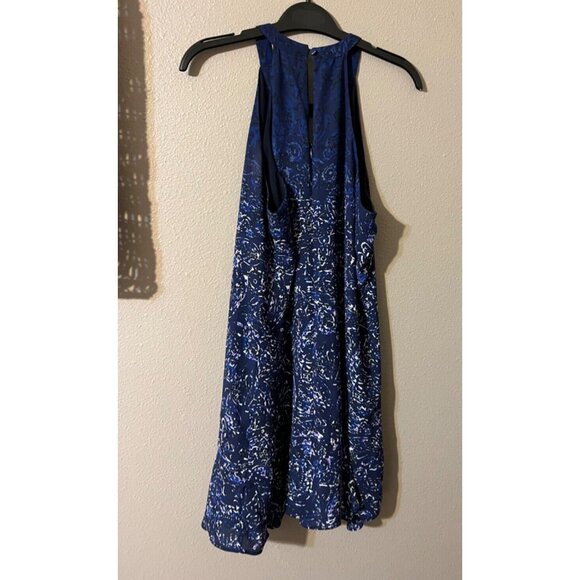 Chelsea28 Purple Blue White Keyhole Front Back A Line Washable Dress L Large - Picture 6 of 7